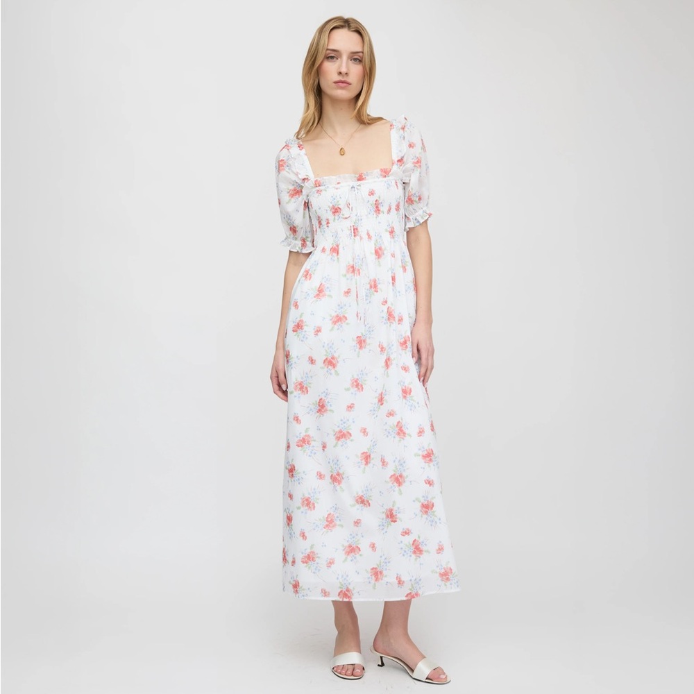Hill House Home Scarlet Midi Nap Dress in Sunburst Blossoms